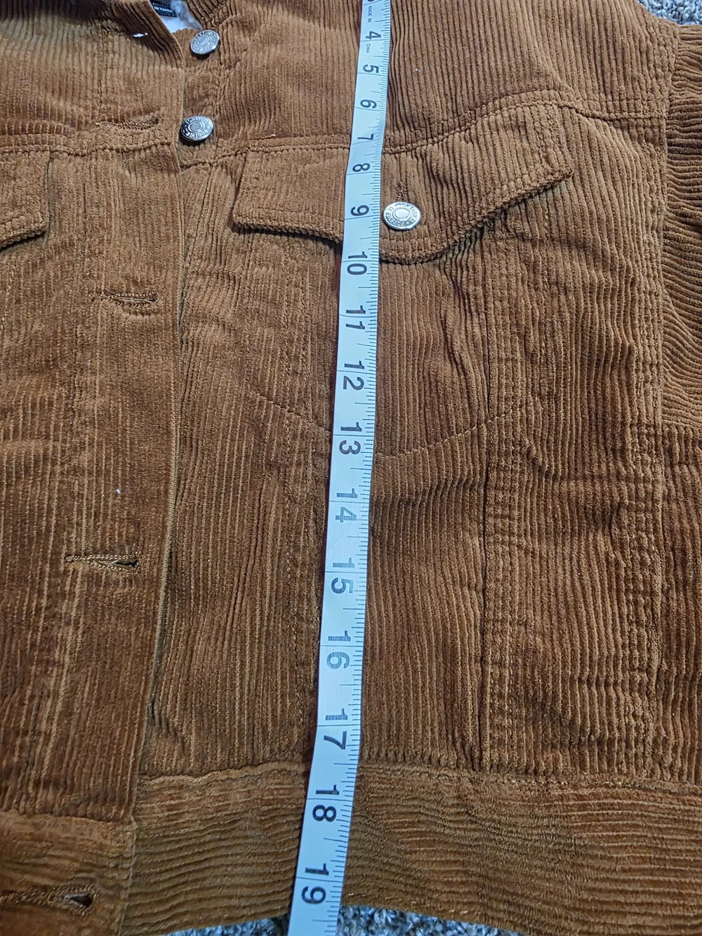 Forever 21 Sherpa Lined Corduroy Trucker Jacket Brown Cropped Button Front Women